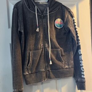 Ron Jon Gray Zip-Up Hoodie with Beach Logo